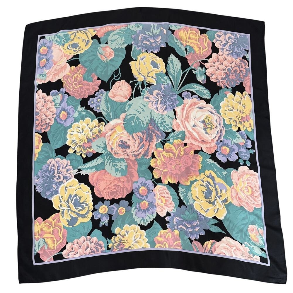 Ginnie Johansen floral black scarf‎